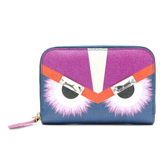 Fendi Handbags - Fendi Monster Wallet Leather Navy Blue Pink
